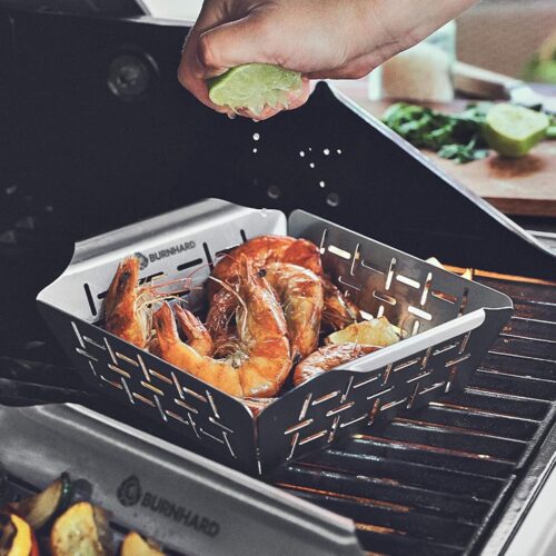 Grillpan 42,5x25x1,7 cm - roestvrij staal - grillplaat voor gas grill - vaatwasmachinebestendig