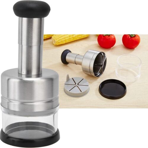 Handmatige Hakmolen - Uiensnijder - Groente/- Kruiden Snijder - RVS - 21x9 cm - De Ideale Uiensnijder en Groentesnijder