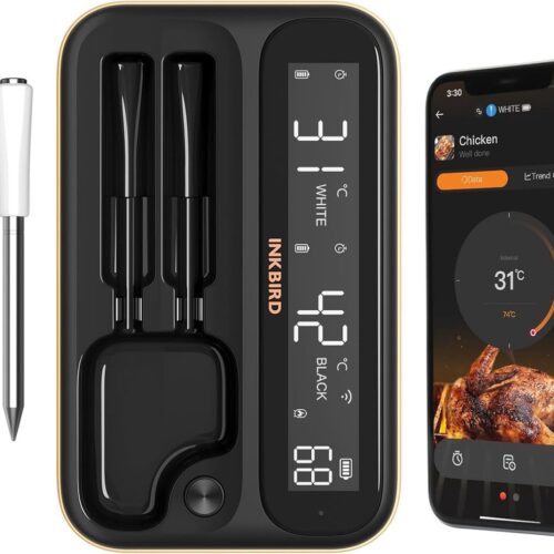 INKBIRD INT-12-BW Luxe Gift Box Black Edition - Bluetooth & WiFi BBQ Thermometer - Digitale Vleesthermometer met App - Draadloze Keukenthermometer voor Barbecue, Grill, Oven en Sous-Vide