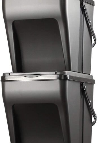 KADAX Afvalscheidingssysteem, modulaire vuilnisemmer van kunststof, recycling-emmer voor keuken en badkamer, sorteerdoos, bio-afvalemmer, afvalsorteerder (4 x 25 l)