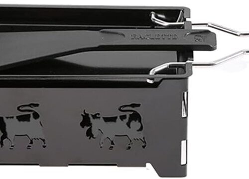 Kaas-raclette - draagbare mini-raclette - anti-aanbaklaag - rotaster bakplaat met houten handvat