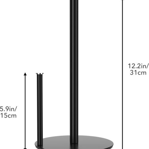 Keukenrolhouder, zwart, staand, keukenrolhouder voor standaard en grote rollen voor keuken en eettafel, werkblad, keukenrolhouder zonder boren, voor keuken, opslag en organisatie