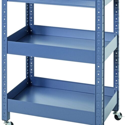 Keukentrolley - Metalen keukenwagen in stijlvol blauw - Drie ruime planken - Mobiel op wielen - Compact formaat 50x32x75 cm - Stevig en modern design