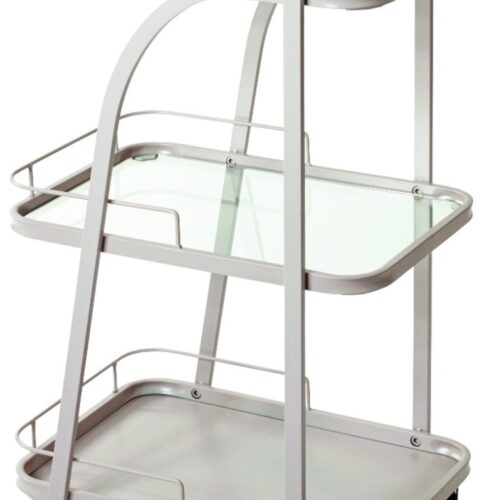 Keukentrolley - stijlvolle serveerwagen van kasjmiergrijs staal en veiligheidsglas - stevig metaal - ruimtebesparend design - verrijdbaar - 35 x 45 x 79 cm