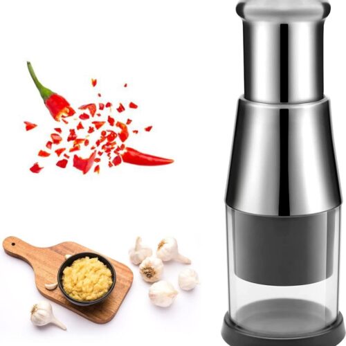 Knoflookpers - Handmatige Mini Uiensnijder - Hakmolen - Groentehakmolen - Roestvrijstalen Uienhakselaar - Geperst Voedsel Chopper - Groenten - Noten - Salades knoflookpers