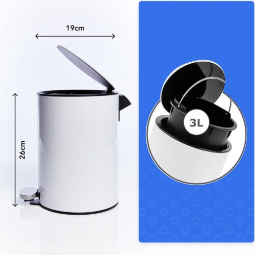 La'Moussawi ® Stijlvolle en Handige Cosmetica Afvalemmer voor Badkamer en Slaapkamer, 3 Liter Capaciteit