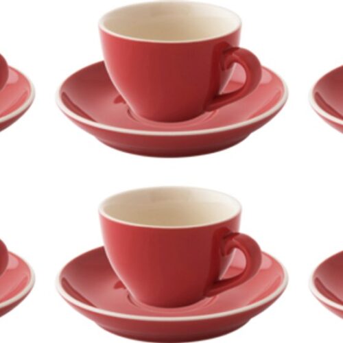 Palmer - Colors - Cappuccino kop en schotel - 2 stuks - 18 cl - Rood - Porselein - Koffiekopjes