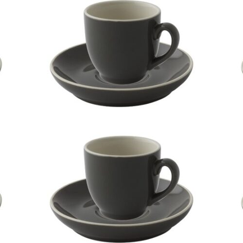 Palmer - Colors - Koffie kop en schotel - 6 stuks - 14 cl - Grijs - Porselein - Koffiekopjes