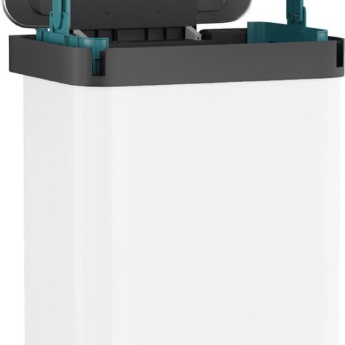 Prullenbak met pedaal - 50 liter - RVS - Wit - Pedaalemmer Homra Pullix - Automatisch Lucht Filter - Odor Control - 50L capaciteit - Soft Close Deksel - Afvalemmer - Met Hengsel - Afval Aandrukken - Design - Hygiënisch