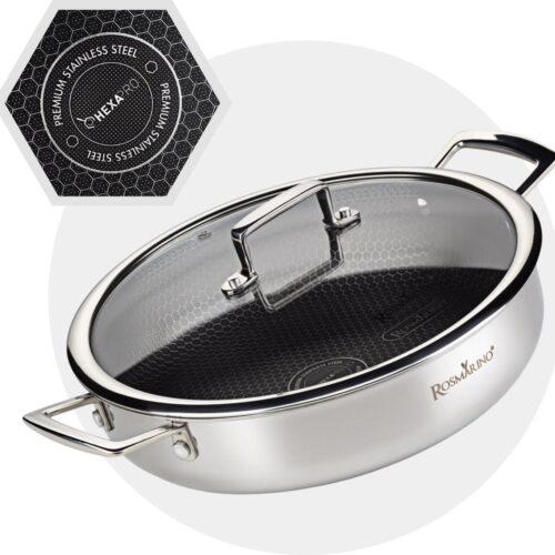 Rosmarino HexaPRO Hapjespan 28cm met Deksel - Hapjespan - Braadpan - Braadpan Inductie - Hapjespan Inductie - Braadpannen - Geschikt voor alle warmtebronnen