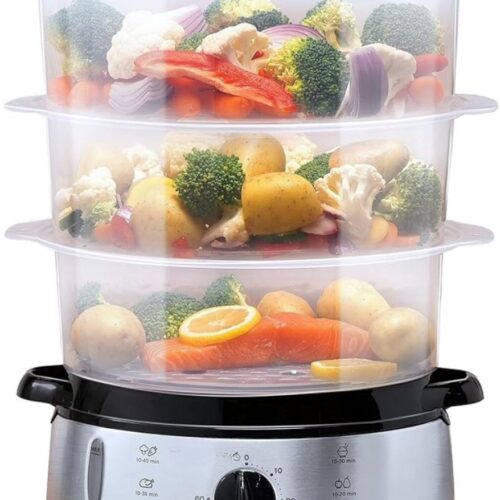 SCH® Stoomkoker - Stoomkokers - Stoompan - Zilver - 24cm x 31cm x 43cm
