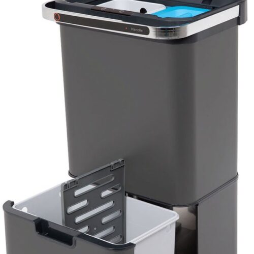 SVITA Sensor afvalemmer 60L zelfreinigende functie en actieve koolstoffilter grijs