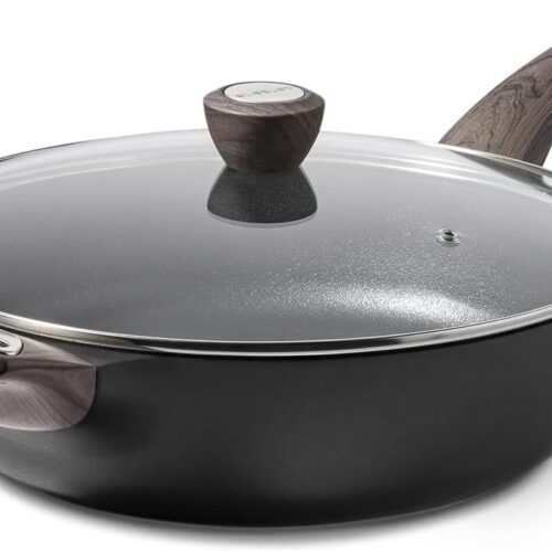 Sauteerpan met Deksel - Antiaanbaklaag - Inductie - Ergonomische Handgreep - Gezonde Stenen - - 30 cm - 5.5L pans