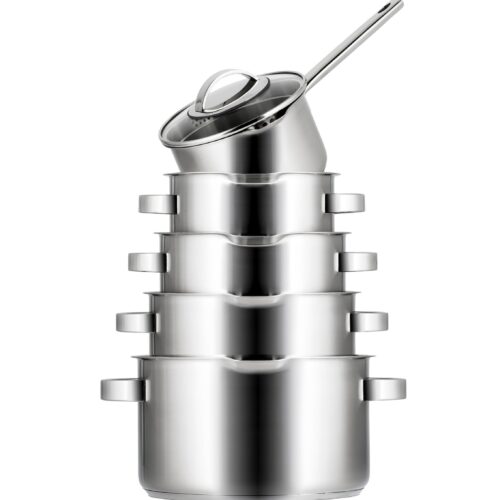 Sola Pannenset Pearl - RVS - Kookpan ø 16, 18, 20, 24 cm & Steelpan ø 16 cm - Inductie & Downdraft geschikt - 5 Delig