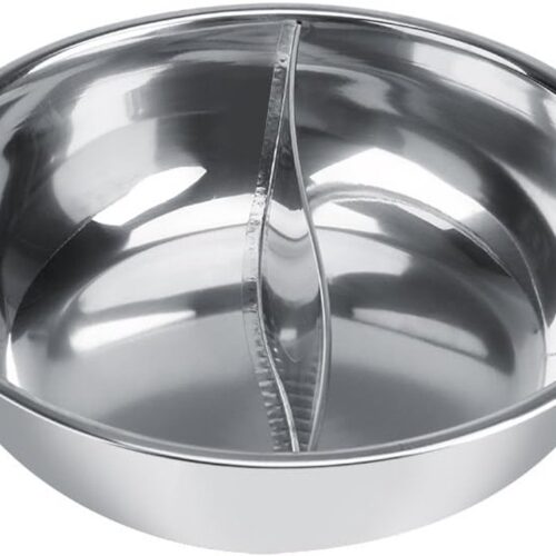 Stainless Steel Hot Pot Two Flavor Separation Soup Cooking Pots for Induction Cooker Gas Oven Electric Oven (27cm)