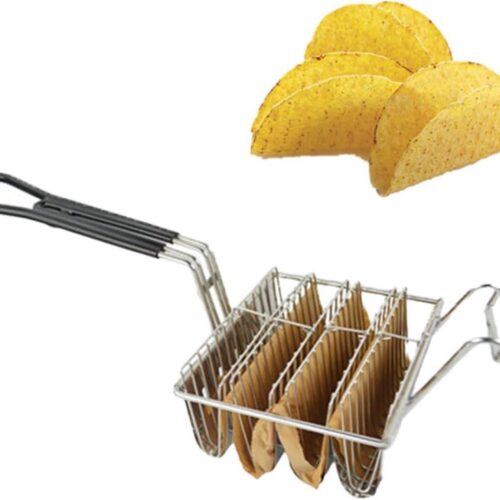 Taco Rek Houders 4 Shells Friteuse - Mand Taco Fry met Grip Handvat - content nodig