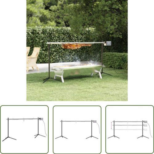 The Living Store Houtskool Barbecue Grill - Lichtgewicht - Elektrische Motor - Roestvrij Staal - 40 kg Capaciteit