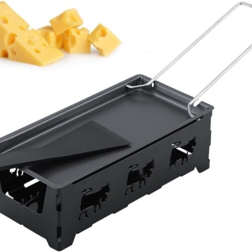 Tyenaza Mini Raclette Professional Grill Set with Non-Stick Coating Griddle and Spatula for Home Kitchen