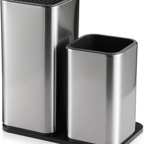 Universeel Messenblok - Messenblok zonder messen - Ruimtebesparend - Zwart - Hout