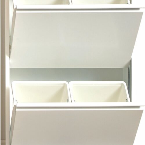 VEEHAUS® - Clark - Prullenbak 4 vakken - Afvalemmer 60 Liter (4x 15L) - Wit - 4-vaks Prullenbak Afvalscheiding - Hygiënisch Recyclen - Afvalbak Metaal - Afval Scheiden - Prullenbak - Wit