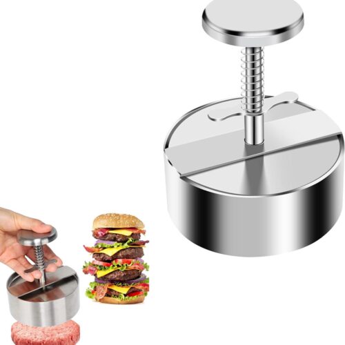 Vleespers - Burger Vleespers - Hamburger Pers - Hamburger Pers - Hamburgervormer - Keuken Voedsel Schimmel - Ronde Hamburger - Zelf Hamburgers Maken - Bbq Accessoires - Voor Heerlijke Hamburgers, Pasteitjes, Bbq, Hamburgerpers - Zilver - RVS