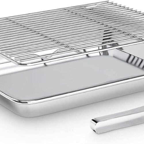 ZRSS® Braadslede - Ovenschaal RVS - Met Afkoelrooster - Braadpan Voor Ovengerechten