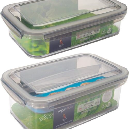 4x Voorraad/vershoudbakjes 1,2 en 1,9 liter transparant/grijs plastic 24 x 15 cm - Tudela - Voedsel bewaarbakjes - Diepvriesbakjes