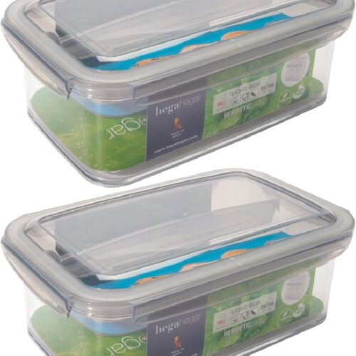6x Voorraad/vershoudbakjes met tray 1,9 ltr transparant/grijs plastic 24 x 15 cm - Tudela - Voedsel bewaarbakjes - Diepvriesbakjes