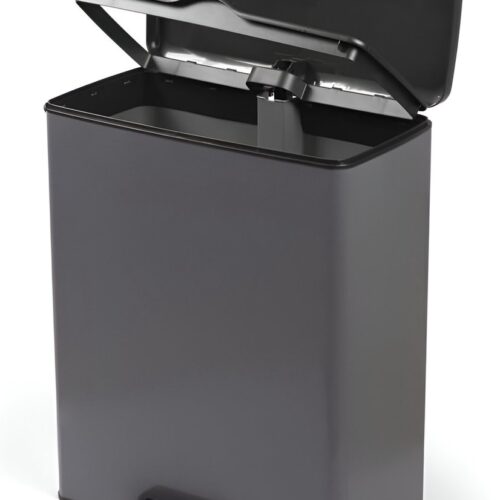 Afvalemmer Deco rechthoekig, 55 l, antracietgrijs, voor keuken, wasruimte, garage, 486 x 284 x 615 mm, PP 100% gerecycled