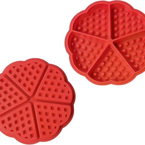 Allecto Plus - 2 Pack wafelijzers en muffinvormen van siliconen | Herbruikbare anti-aanbak muffin taartvormen | Hartvormig - Rood