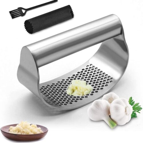 Allecto Plus - Knoflookpers RVS Set van 3 Knoflookpers RVS Knoflook Mincer Crusher Keukenhulp met Siliconen Schiller Eenvoudig in Gebruik