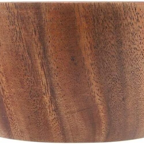 Allecto Plus - Natuurlijke Acacia Houten Saladeschaal voor de Keuken - Handgemaakt van Acaciahout - Houten Keukengerei - Duurzaam Houten Servies - 100% Natuurlijk - Decoratieve Houten Schaal met Geweven Patroon