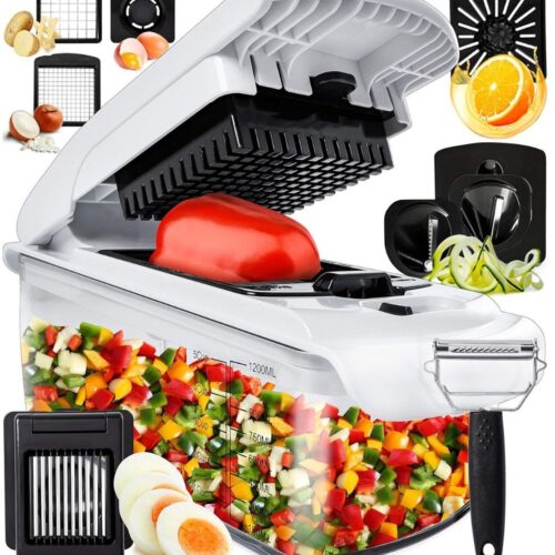 ApexArte® Groentesnijder - Mandoline Cutter - Hakmolen - Uiensnijder - Wit