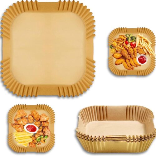 Bakpapier voor luchtfriteuse 24 cm - 200 stuks, veilig en vuilafstotend - geschikt voor 5-8 liter friteuse