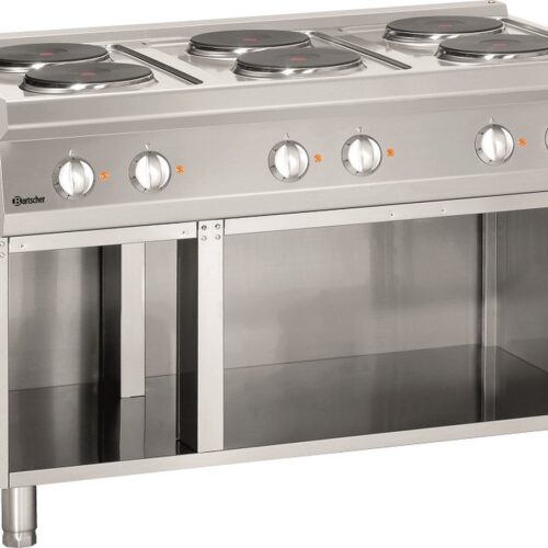 Bartscher Elektrisch Fornuis 700- B1200- 6-pits- OO - 15-6 kW - Open Onderbouw - 1200x700x850mm - Horeca Fornuis