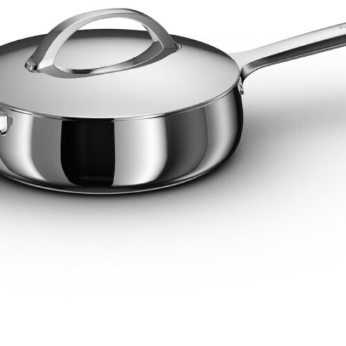 BergHOFF Home Belly Hapjespan 24 cm - Sauteerpan inductie - RVS - Hapjespan met Deksel - Stoofpan - Geschikt voor Inductie en Alle Warmtebronnen - Ovenbestendig - Vaatwasserbestendig - 3,2 L - Stellar Steel