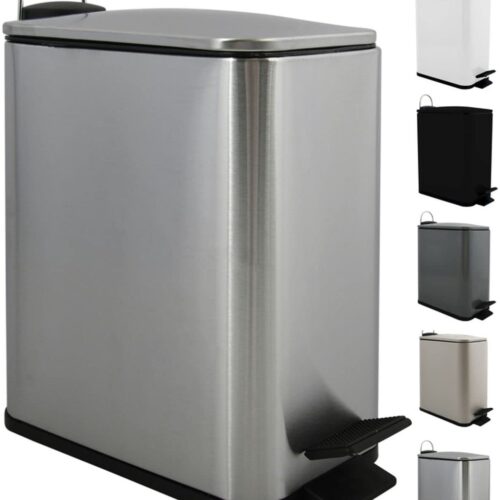 Boraboi® Roestvrijstalen afvalemmer met softclose en binnenemmer, 5 liter voor badkamer en keuken