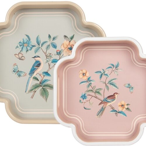 Clayre & Eef Decoratie Dienblad Set van 2 Beige Hout