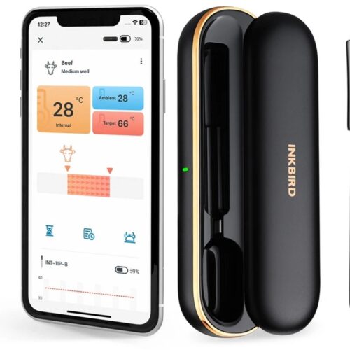 Collox Vleesthermometer - Voedselmeter - Digitaal - Draadloos - Waterdicht - Met App - BBQ - Kalkoen - Vlees - Koken - Bluetooth