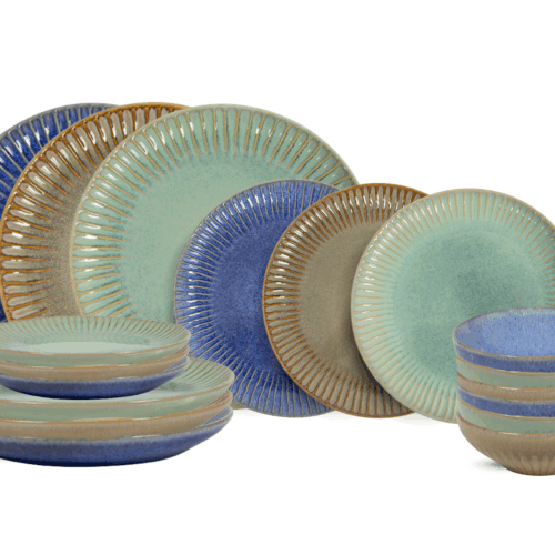 Cookinglife Serviesset Aqua Maris 18-delig / 6 personen - 6 dinerborden, 6 ontbijtborden en 6 kommen