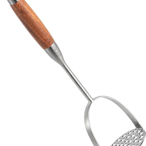 Cuhostki - 1 Stuk - Aardappelstamper, Pureestamper, Roestvrij Staal - Stampotstamper Met Ophangoogje - Zilver - Standaard Model - Voor Aardappelen - Groenten En Fruit