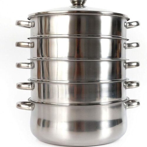 DailySupplies® Luxe Stoompan - Stoommandje - Stoofpan - 5 Laags - Zilver