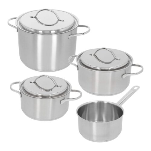 Demeyere Pannenset Resto 3 RVS - Kookpan ø 18, 20, 24 cm & Steelpan ø 16 cm + Deksels - 4 Delig