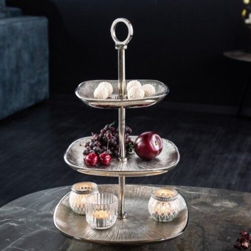 Design taartplateau ORIENT 44cm zilver met drie niveaus - 41605