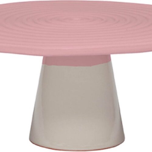 Dutchdeluxes - handgemaakt - Taartplateau - Keramiek - Medium - 25 cm diameter - Roze