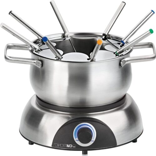 Elektrisch Pot met Afneembare Spatbescherming - Fondue Set voor 8 Personen - Fonduevorken - Capaciteit max. 12 liter - 1400 Watt - Roestvrij staal fondue set