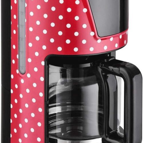 Filterkoffiezetapparaat met 1,5L Glazen Kan en Druppelstop - 900W Koffiemaker in Rood/Wit