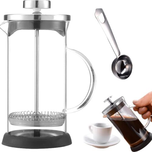 Franse pers, 600 ml koffiepot met filter, grote zwarte glazen koffiepers, Franse koffiepers, hittebestendige glazen koffiepers voor thee- en koffiezetapparaten, thuis, reizen, kamperen