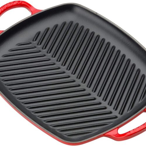 Gietijzeren ondiepe rechthoekige grillpan met hulpgreep - veelzijdig voor kookplaten en ovens