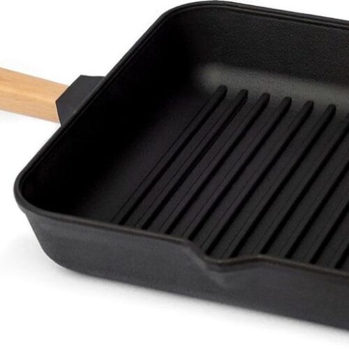 Grillpan - Gietijzer - Afneembaar handvat - 26x26 cm - Inductiegeschikt